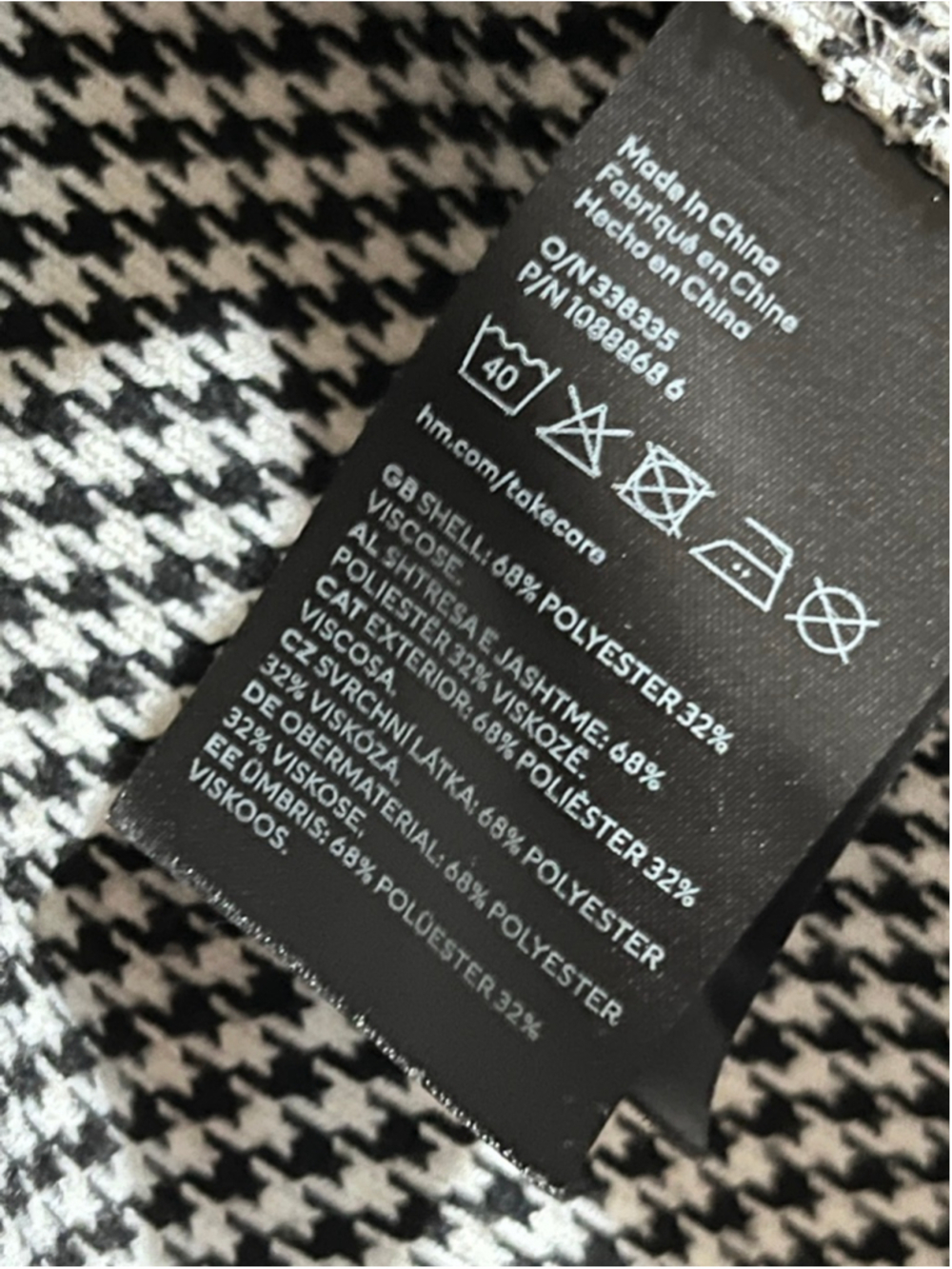 EUC Women's H&M Houndstooth Blazer L Black White - Picture 6 of 8